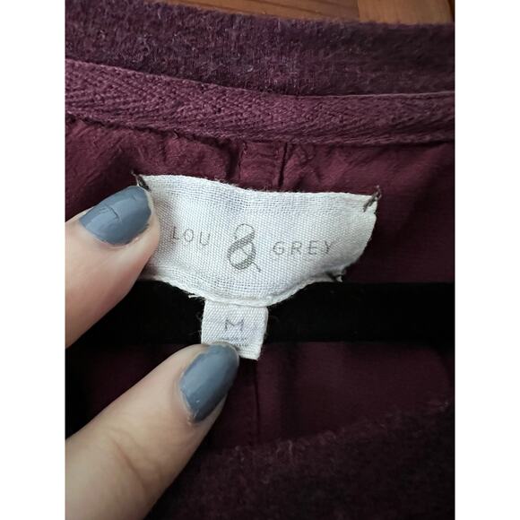 Lou & Grey Women's Crewneck Mixed Media Blouse Dolman Long Sleeve Maroon Size M - Picture 8 of 8